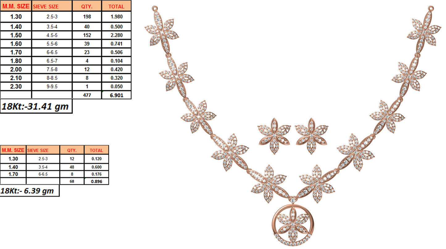 18K Gold Necklace & Earring Set 2 | Moissanite Natural Diamond Lab Diamond | Bridal Luxury | Bo Cheng Jewelry