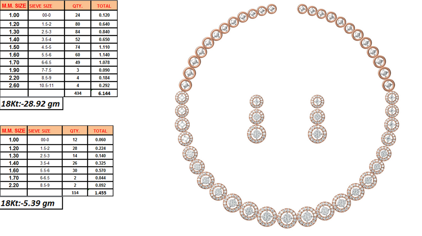18K Gold Necklace & Earring Set 2 | Moissanite Natural Diamond Lab Diamond | Bridal Luxury | Bo Cheng Jewelry