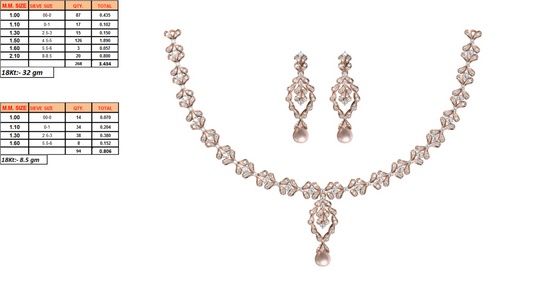 18K Gold Necklace & Earring Set 2 | Moissanite Natural Diamond Lab Diamond | Bridal Luxury | Bo Cheng Jewelry