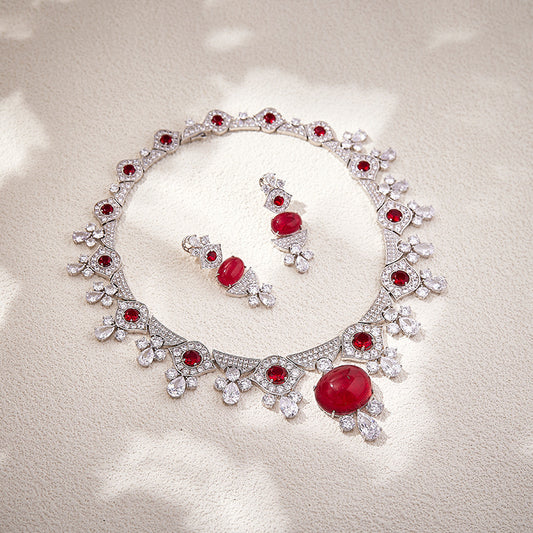 Wholesale Cultured gemstone necklace  set- 18K Gold Plated Factory Price