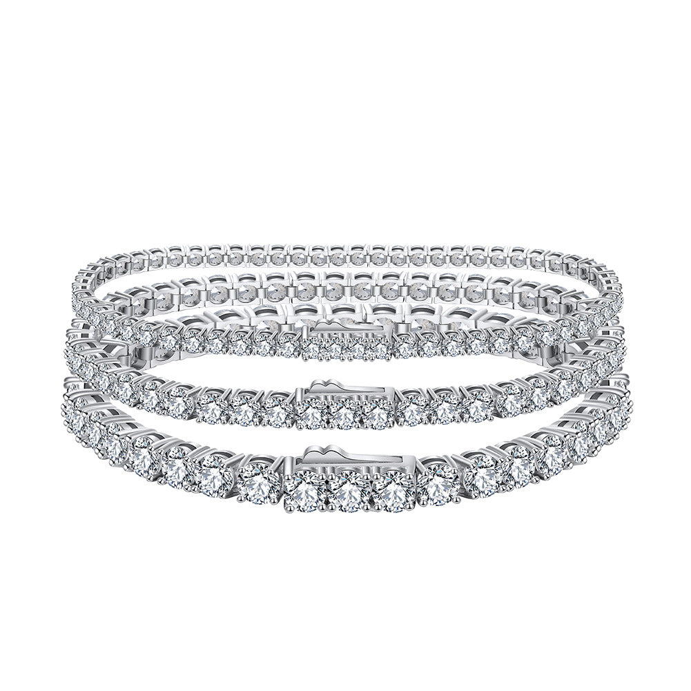 Wholesale S925 Silver CZ Tennis Bracelet | Platinum Plated Single Row Stone Chain