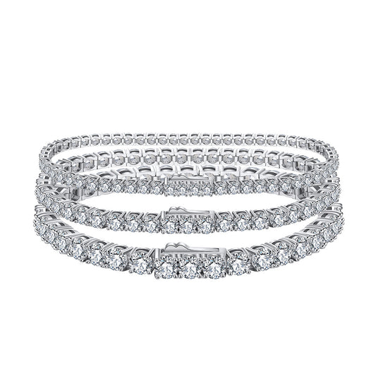 Wholesale S925 Silver CZ Tennis Bracelet | Platinum Plated Single Row Stone Chain