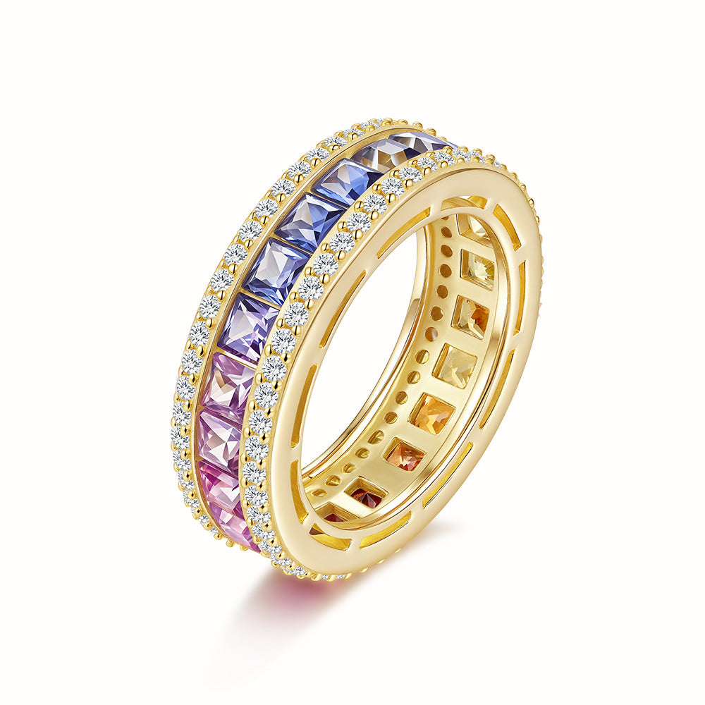 925 Silver Colorful Gemstone Ring | Moissanite or CZ