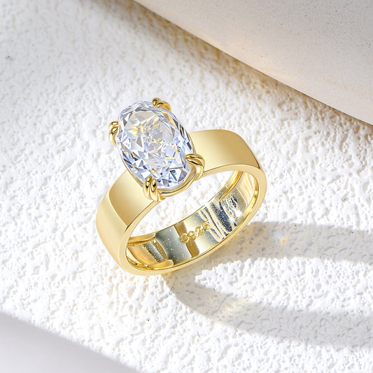 Wholesale 925 Sterling Silver Ice Flower Cut Zircon Ring Simple Style Classic Style
