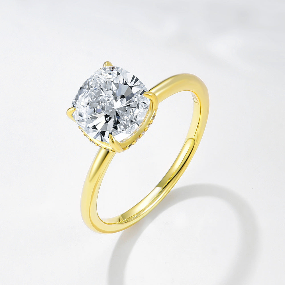 Wholesale 925 Sterling Silver Ice Flower Cut Zircon Ring Floral Design
