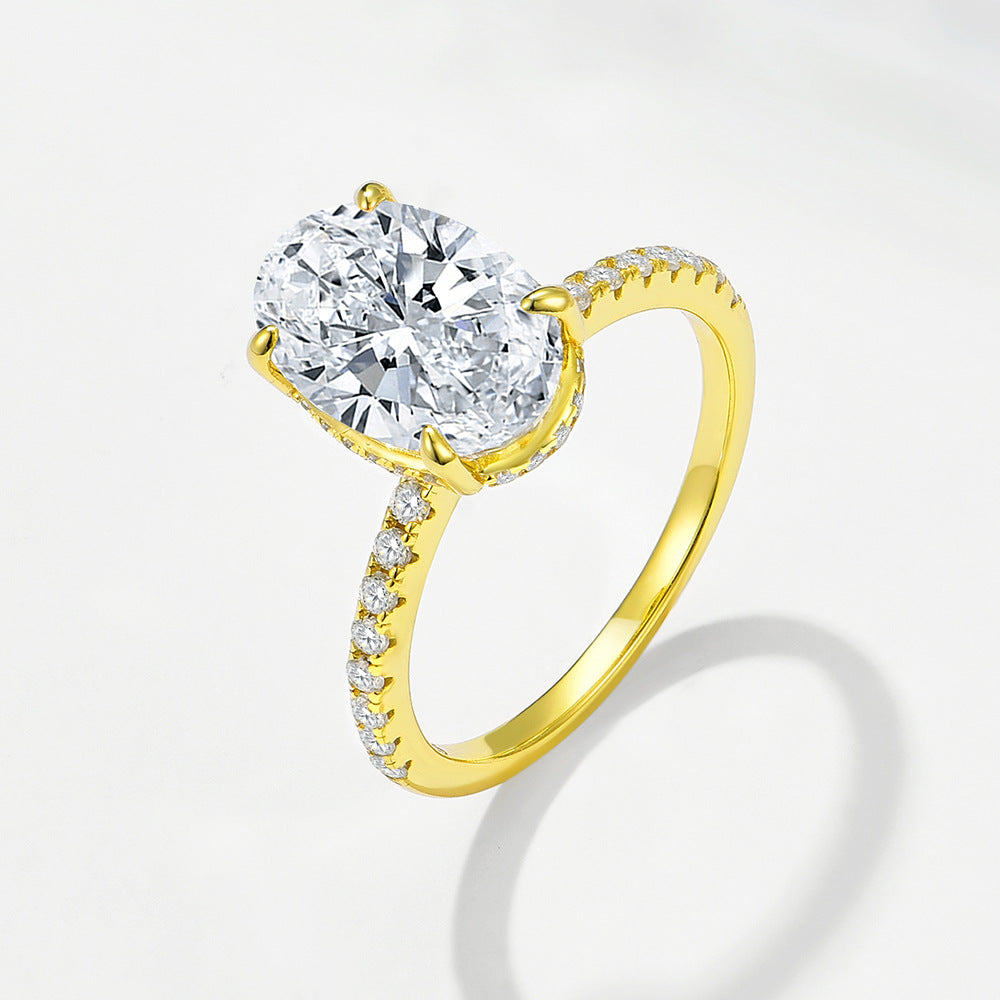 Wholesale 925 Sterling Silver Ice Flower Cut Zircon Ring Light Luxury Floral Design