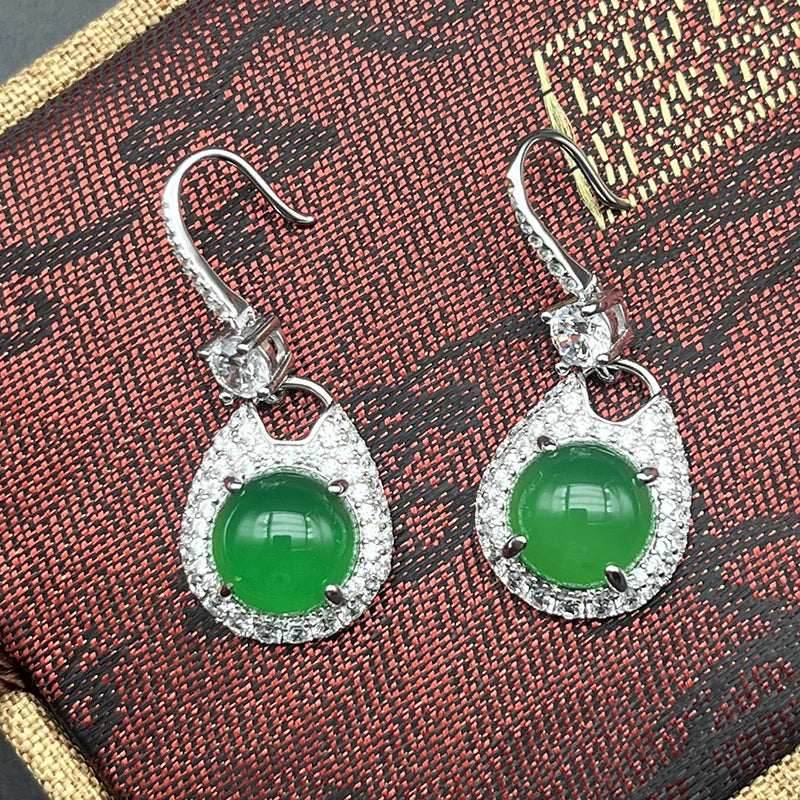 Green Chalcedony Earrings