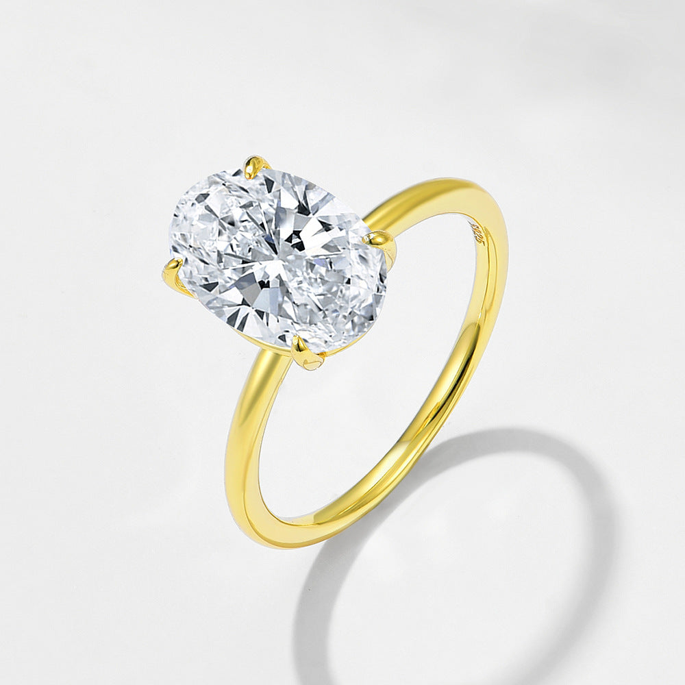 Wholesale 925 Sterling Silver Ice Flower Cut Zircon Ring Floral Design Oval Shape