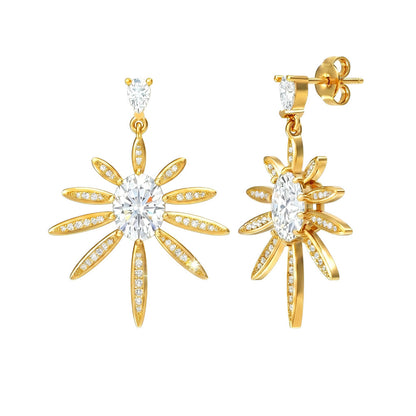 Hot-Selling European and American New Style Starburst S925 S | 925 Silver Moissanite Earrings | CZ Options | Wholesale