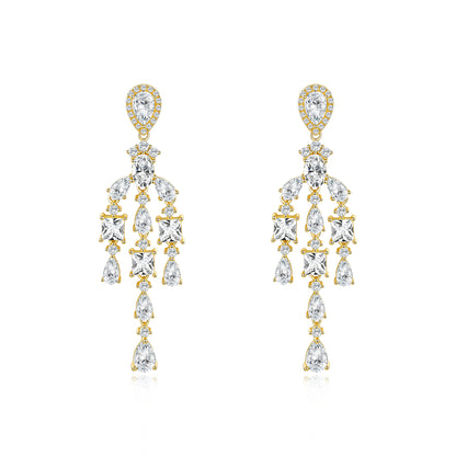 Luxurious Silver Earrings with Moissanite Tassels, Bold and | 925 Silver Moissanite Earrings | CZ Options | Wholesale