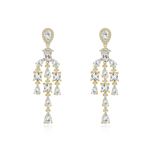 Luxurious Silver Earrings with Moissanite Tassels, Bold and | 925 Silver Moissanite Earrings | CZ Options | Wholesale