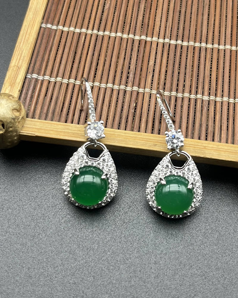 Green Chalcedony Earrings