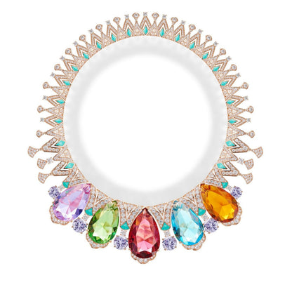 Pear-Shaped Heavy Colorful Diamond Necklace - 18K Gold Plated | Bo Cheng Jewelry