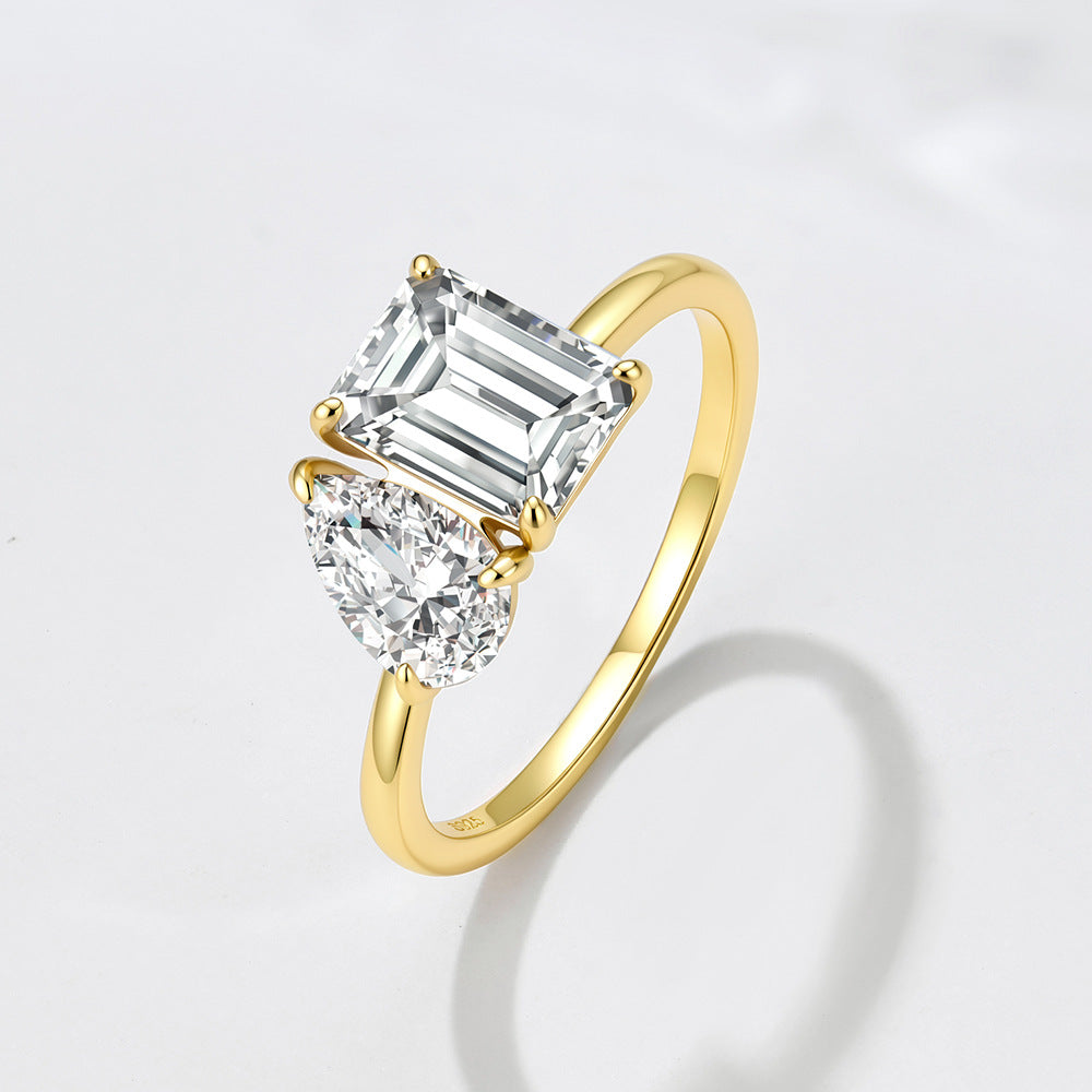 Wholesale 925 Sterling Silver Zircon Ring Niche Design Geometric