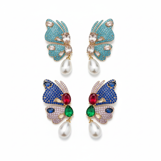 Classic CZ earrings detail view 18K gold plated wholesale