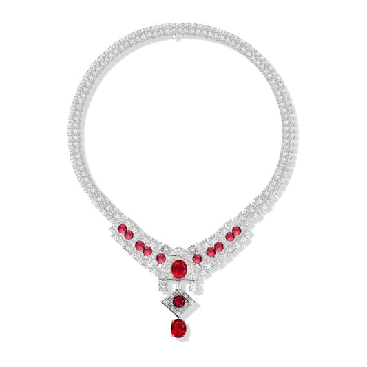 and Product Red Diamond Mermaid Necklace - 18K Gold Plated | Bo Cheng Jewelry