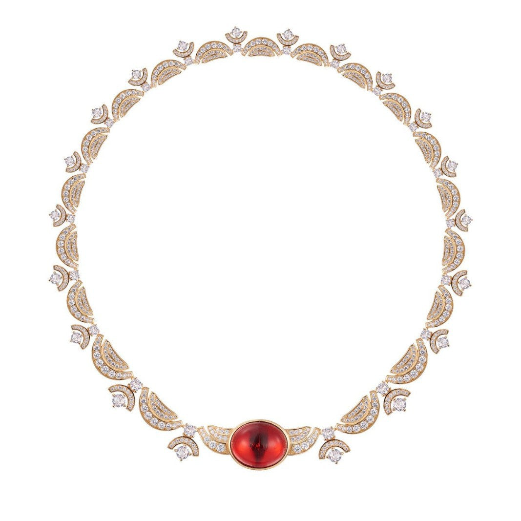 Zhao Ruth Red Tourmaline Necklace - 18K Gold Plated | Bo Cheng Jewelry