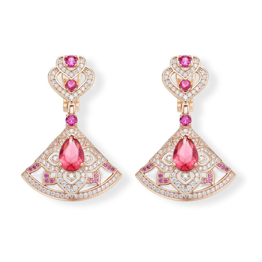 Blooming Earrings Fan Necklace - 18K Gold Plated | Bo Cheng Jewelry