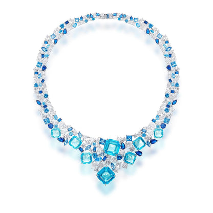 Blue star galaxy statement necklace in 18K gold plated copper wholesale