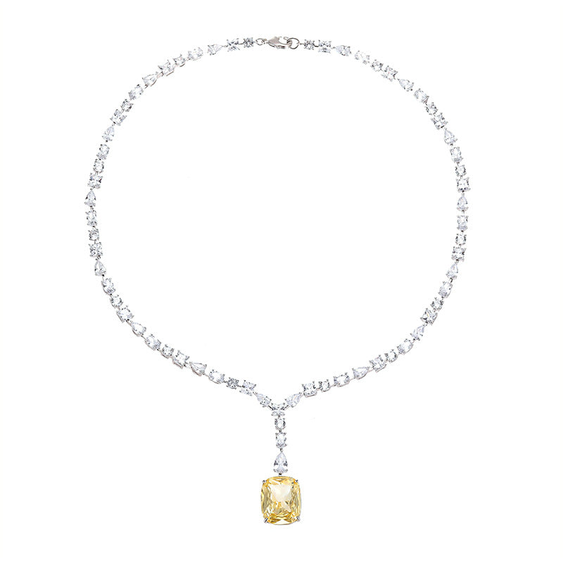 Product Square Yellow Diamond Necklace Diamond Necklace - 18K Gold Plated | Bo Cheng Jewelry