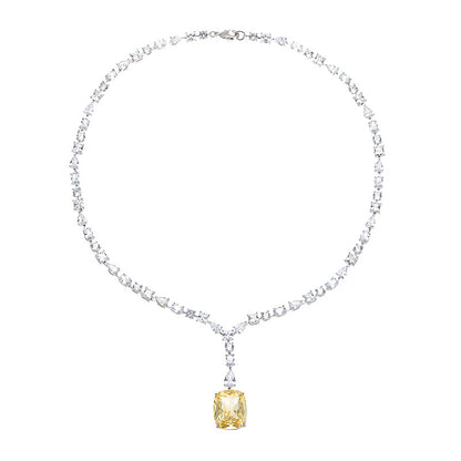 Product Square Yellow Diamond Necklace Diamond Necklace - 18K Gold Plated | Bo Cheng Jewelry