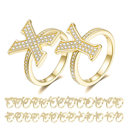 925 Silver 26-Letter Initial Ring | Moissanite or CZ