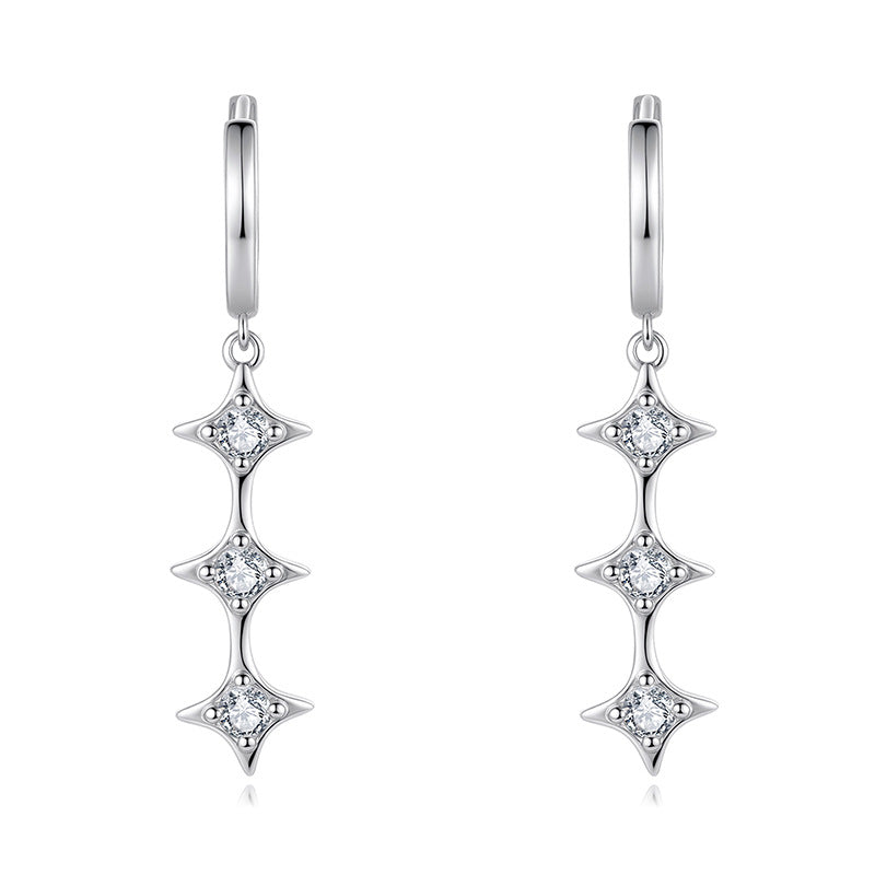 Step into the Hot-Selling European and American C-Ring Long | 925 Silver Moissanite Earrings | CZ Options | Wholesale