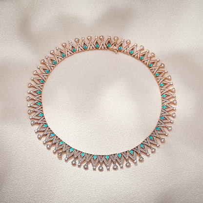 Wholesale Diamond-shaped enamel openwork choker necklace - 18K Gold Plated Factory Price