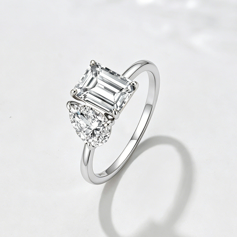 Wholesale 925 Sterling Silver Zircon Ring Niche Design Geometric