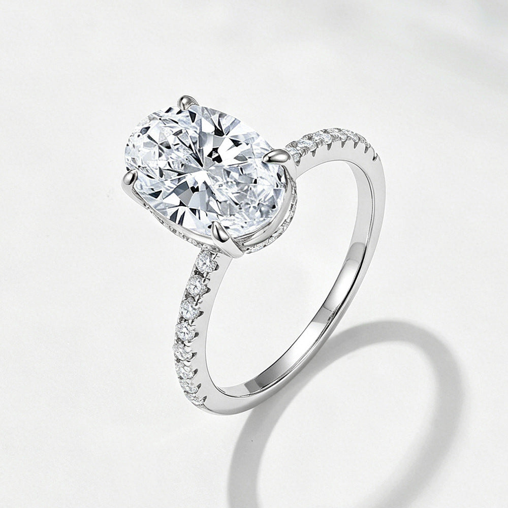 Wholesale 925 Sterling Silver Ice Flower Cut Zircon Ring Light Luxury Floral Design