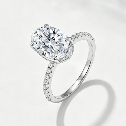 Wholesale 925 Sterling Silver Ice Flower Cut Zircon Ring Light Luxury Floral Design