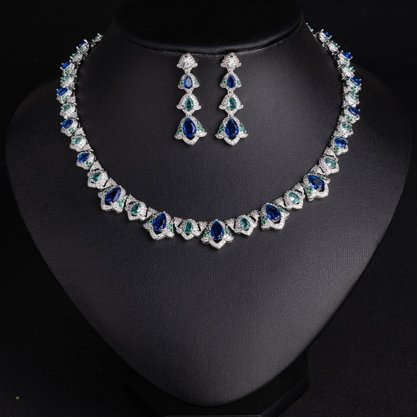 Water Drop Necklace Earrings Set 18K Gold Plated Wholesale