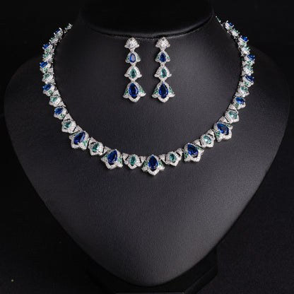 Water Drop Necklace Earrings Set 18K Gold Plated Wholesale