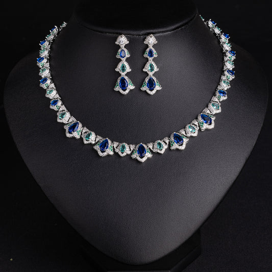 Water Drop Necklace Earrings Set 18K Gold Plated Wholesale