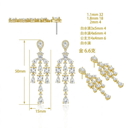 Luxurious Silver Earrings with Moissanite Tassels, Bold and | 925 Silver Moissanite Earrings | CZ Options | Wholesale