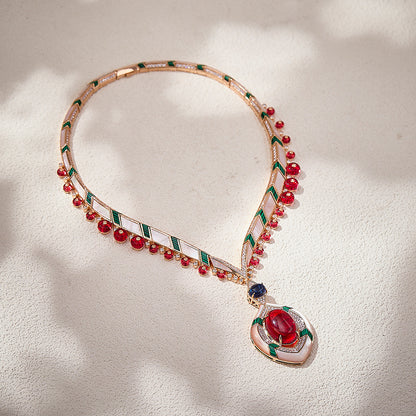 High- White Shell Peach Heart Necklace - 18K Gold Plated | Bo Cheng Jewelry - View 2