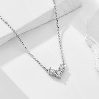 S925 Sterling Silver Mini Diamond Love Necklace Female Niche Design Sense Fashion Internet Celebrant