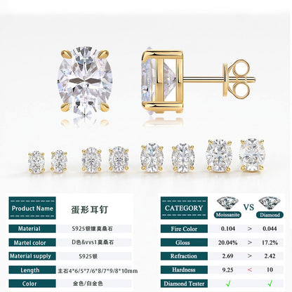 Hot-Selling Egg-Shaped D Color Vvs Moissanite S925 Sterling | 925 Silver Moissanite Earrings | CZ Options | Wholesale