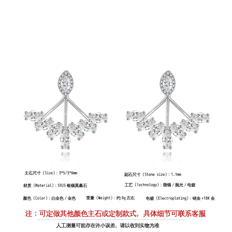 Japanese and Korean Fashion Niche Gold-Plated Moissanite Fab | 925 Silver Moissanite Earrings | CZ Options | Wholesale