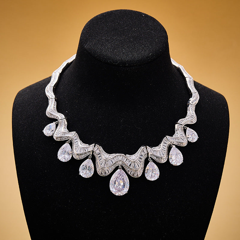 Moonlight Heavy White Water Drop Necklace - 18K Gold Plated | Bo Cheng Jewelry - View 2