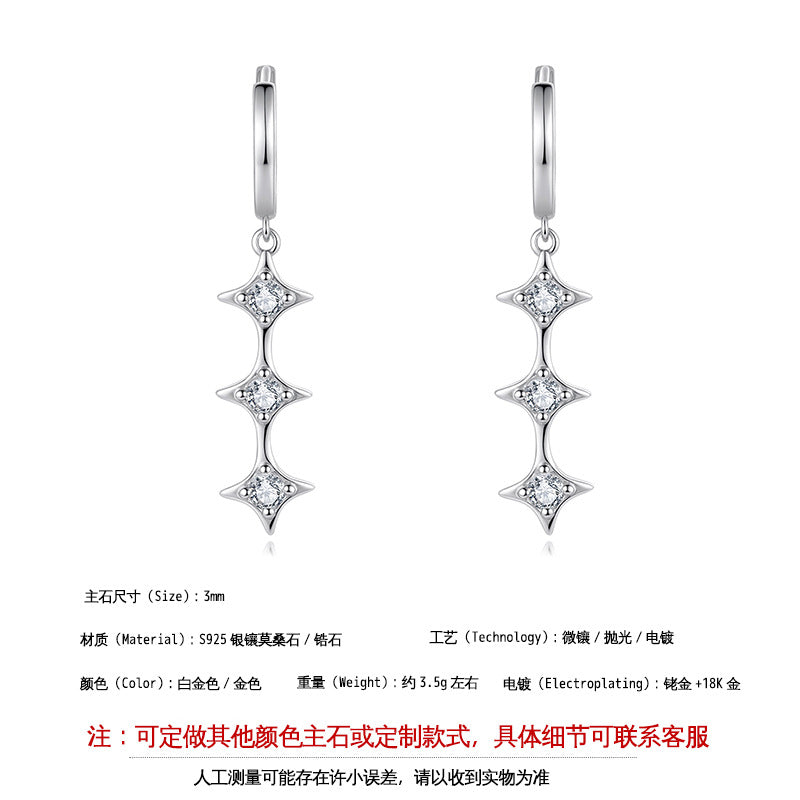 Step into the Hot-Selling European and American C-Ring Long | 925 Silver Moissanite Earrings | CZ Options | Wholesale