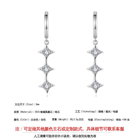 Step into the Hot-Selling European and American C-Ring Long | 925 Silver Moissanite Earrings | CZ Options | Wholesale