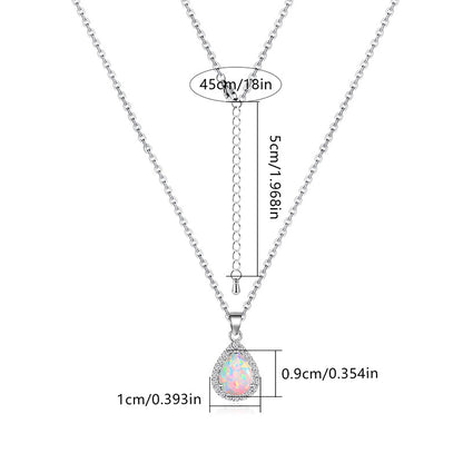 Teardrop White Fire Opal CZ Pendant Necklace |Wholesale Opal Jewelry | Bo Cheng Jewelry