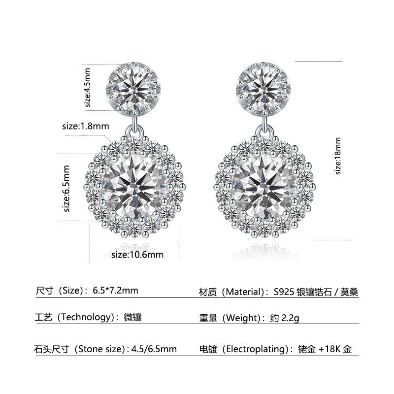 Hot-Selling New Round Earrings with D-Color Moissanite and S | 925 Silver Moissanite Earrings | CZ Options | Wholesale