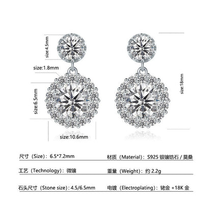Hot-Selling New Round Earrings with D-Color Moissanite and S | 925 Silver Moissanite Earrings | CZ Options | Wholesale