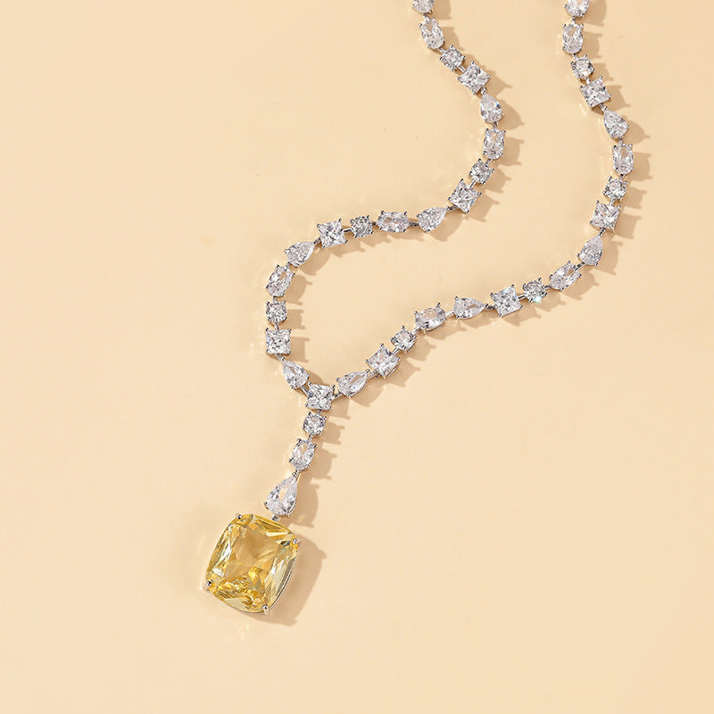 Product Square Yellow Diamond Necklace Diamond Necklace - 18K Gold Plated | Bo Cheng Jewelry - View 2