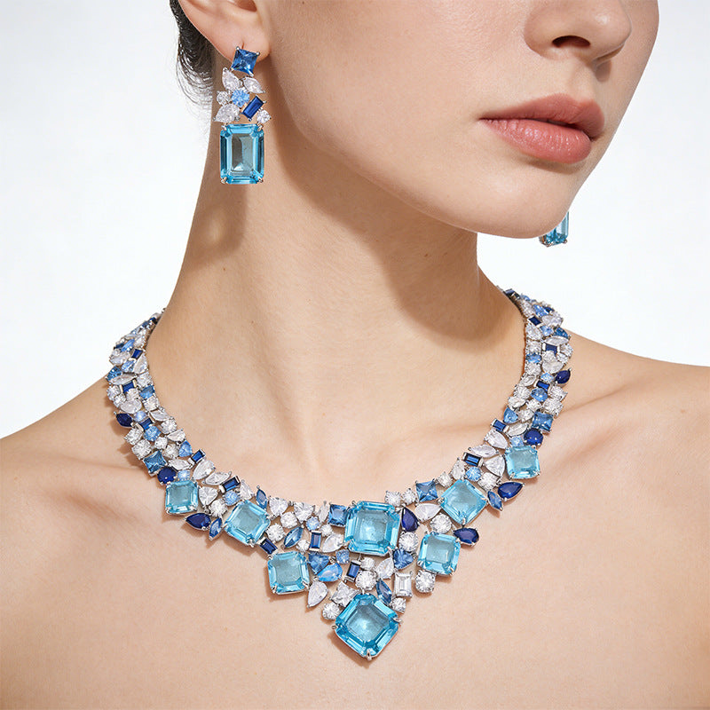 Blue star galaxy necklace worn on neck gold plated supplier