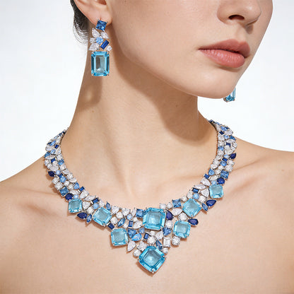 Blue star galaxy necklace worn on neck gold plated supplier