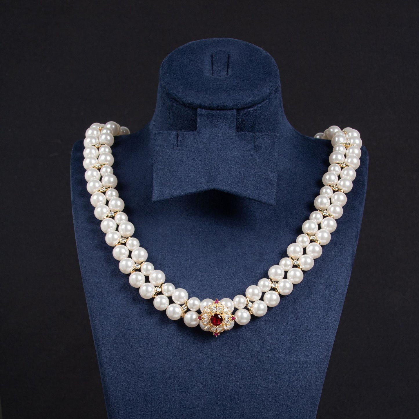 Pearl Bridal Jewelry Set Gold Plated OEM View 2