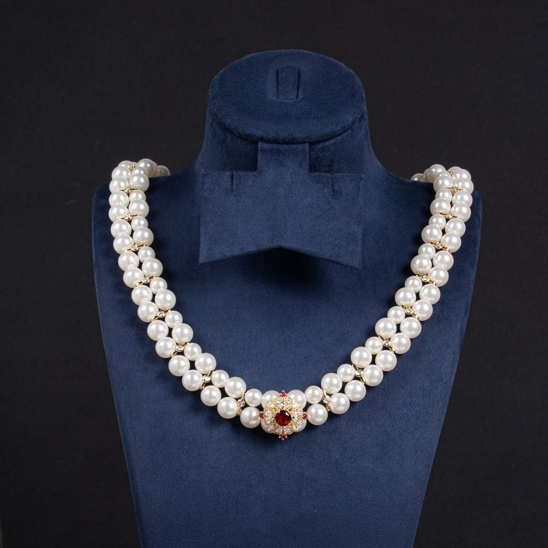 Pearl Bridal Jewelry Set Gold Plated OEM View 2